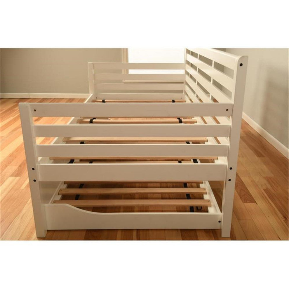 Kodiak Furniture Boho Daybed and Trundle in White with Linen Stone Mattresses