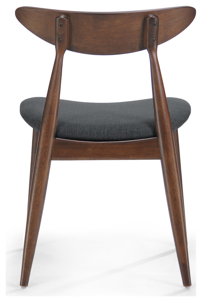 GDF Studio Issaic Mid Century Design Wood Dining Chairs, Set of 2, Charcoal/Walnut
