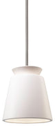 Small Trapezoid Pendant, Matte White, Polished Chrome, Incandescent