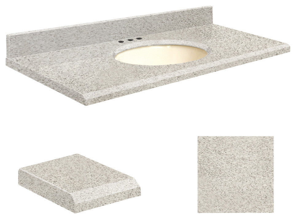 Quartz 25"x19" Vanity Top, Biscuit Bowl, Portage Pass, 8" Centerset