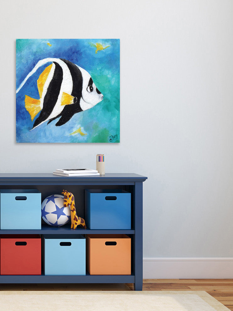 Marmont Hill, "Banner Fish" by Nicola Joyner Painting on Wrapped Canvas, 18x18