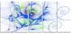 Blue Colored Curly Spiral, Abstract Wall Art Canvas, 60"x28", 5 Panels