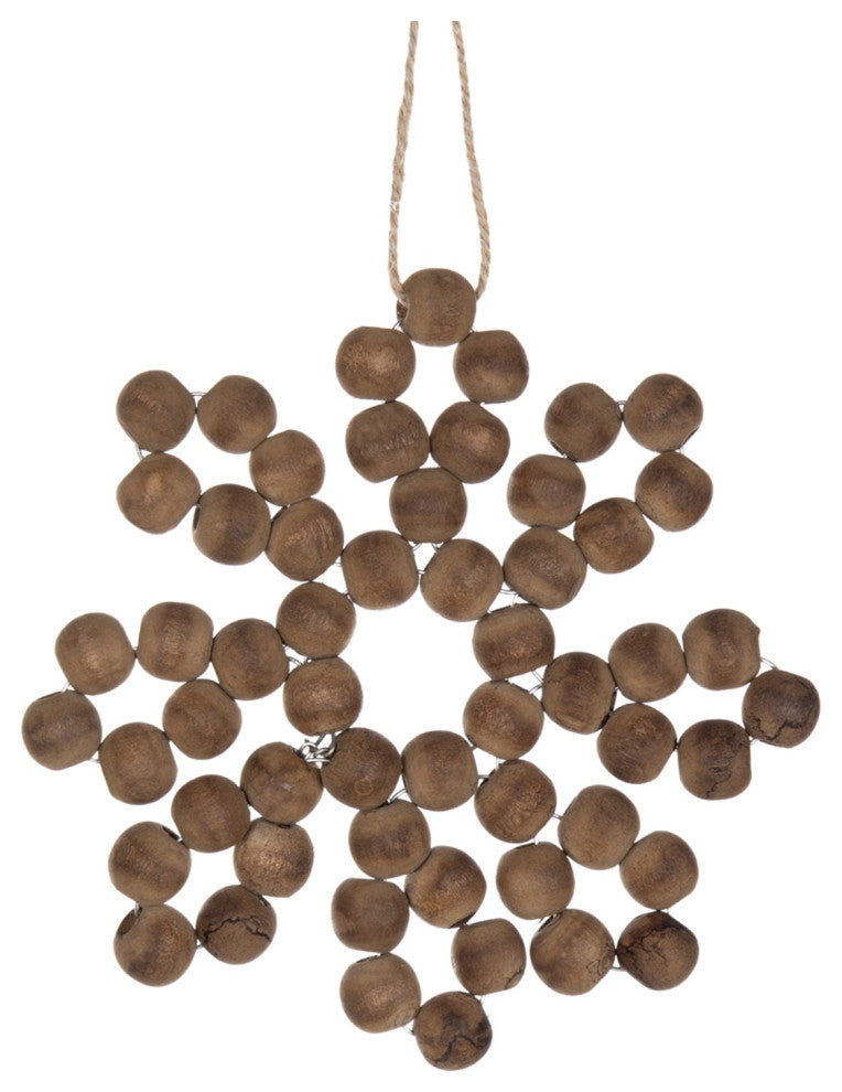 Wood Bead Snowflake Ornament, 12-Piece Set