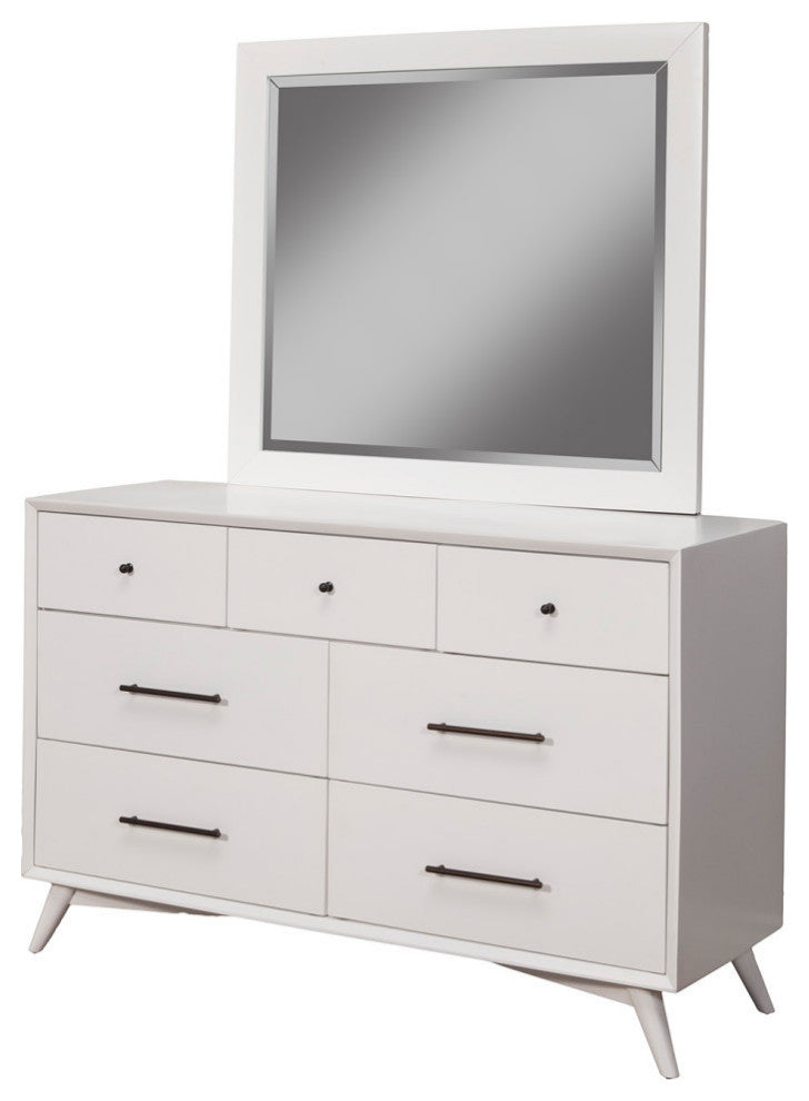 Flynn Mid Century Modern Mirror, White