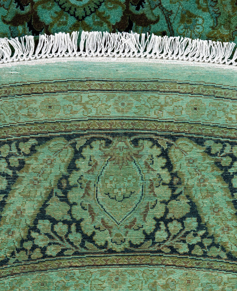 Overdyed One-of-a-Kind Hand-Knotted Area Rug Green, 7' 1" x 7' 1"