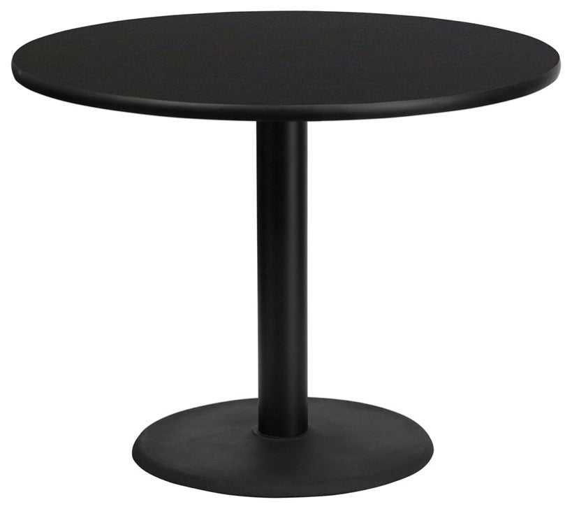 42'' Round Black Laminate Table Top with 24'' Round Table Height Base