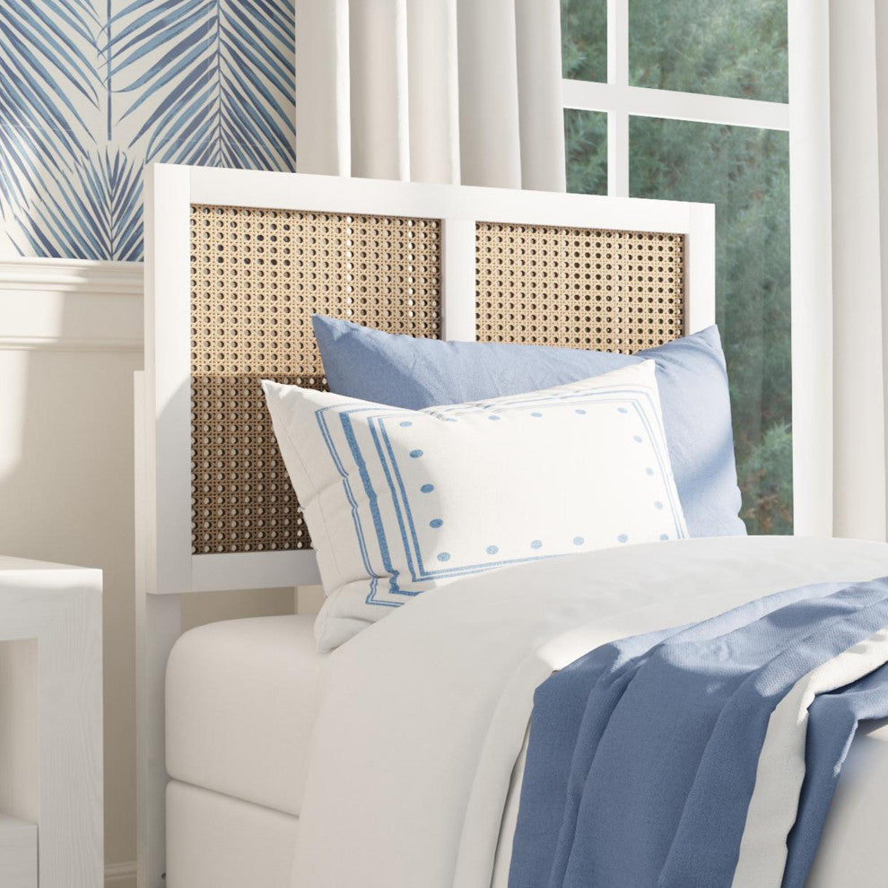 Hillsdale Serena Wood and Natural Cane Panel Twin Size Headboard