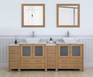 Vanity Art Vanity Set With Vessel Sink, Natural Oak, 84", Standard Mirror