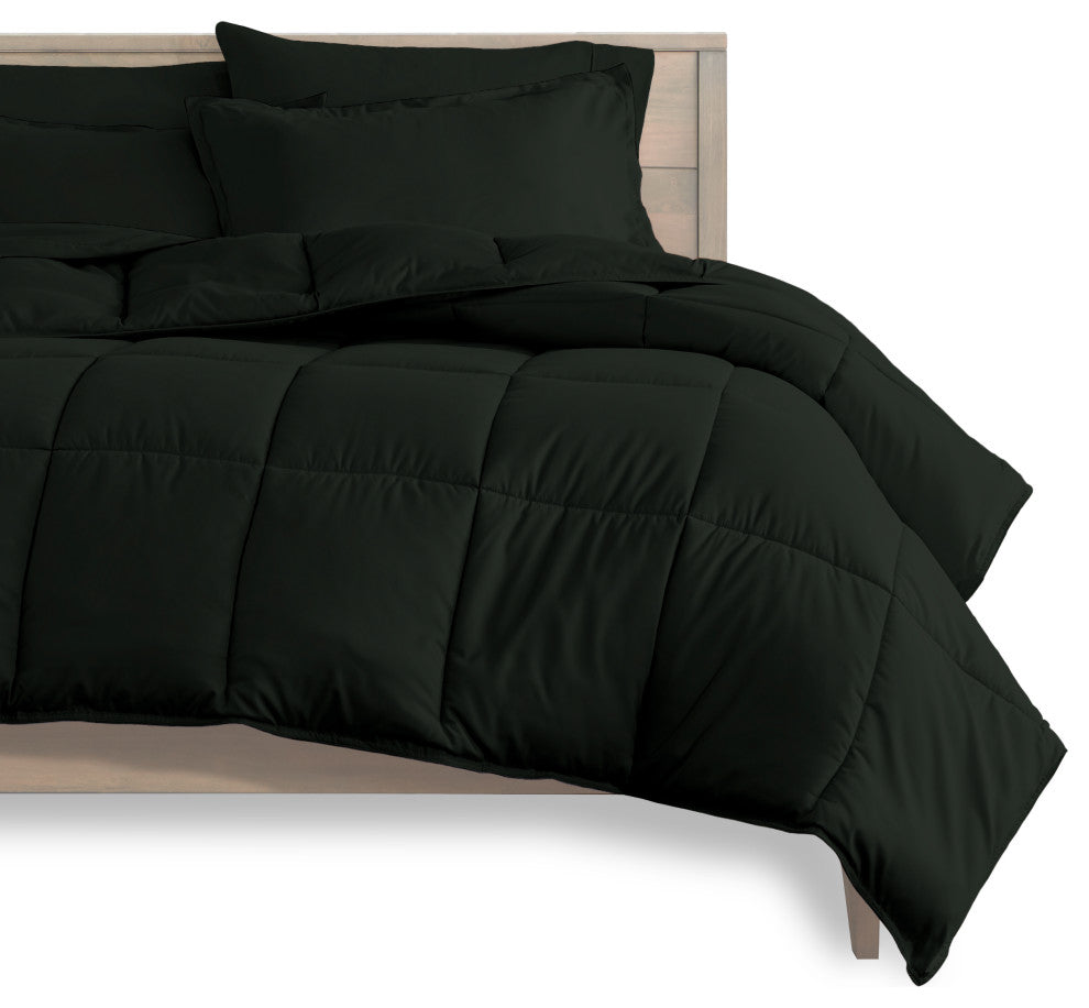 Bare Home 5-Piece Twin Bed-in-a-Bag, Black, Black