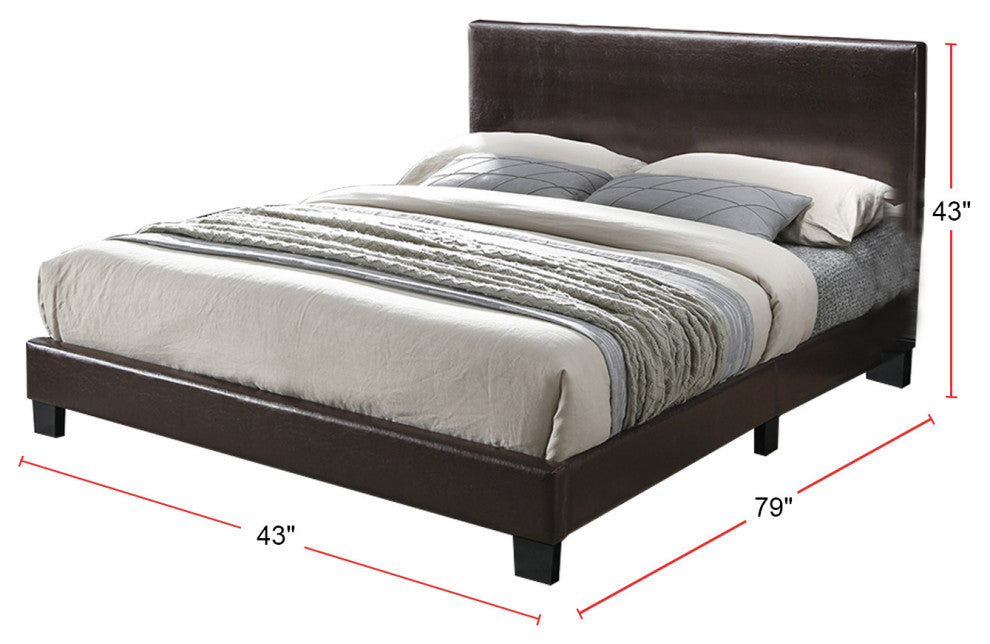 Faux Leather Upholstered Bed, Full