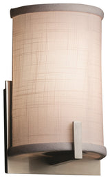 Textile Century 1-Light Wall Sconce, Brushed Nickel, White Fabric Shade