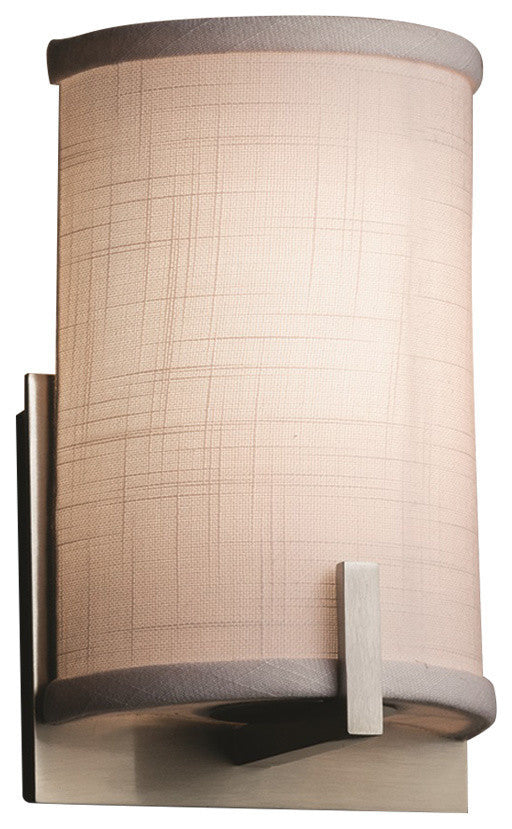 Textile Century 1-Light Wall Sconce, Brushed Nickel, White Fabric Shade