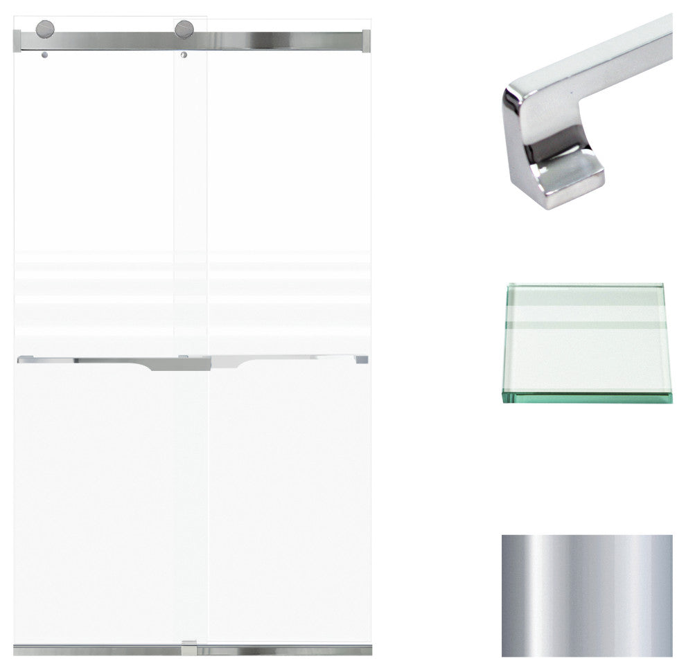 Transolid Brianna 48" W x 80" H Frameless Sliding Shower Door, Polished Chrome