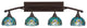 Bow 4-Light Bath Bar, 7" Turquoise Cypress Art Glass, Bronze
