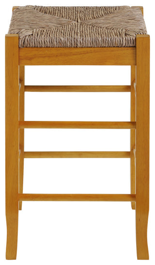 Square Rush Backless Counter Bar Stool, Oak