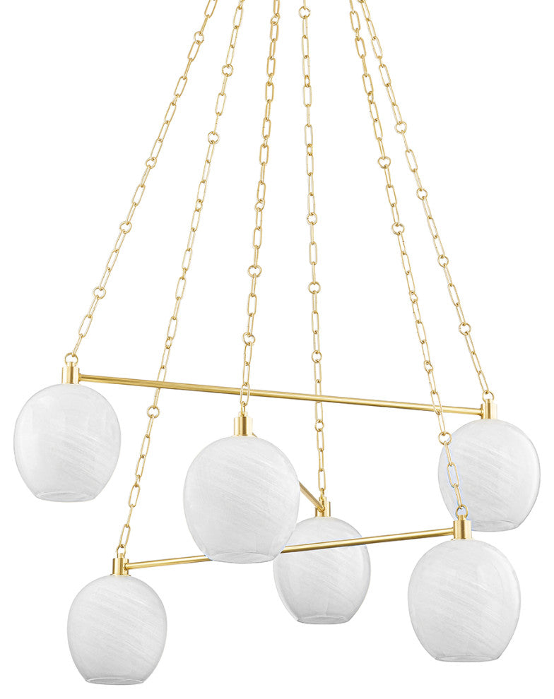 Asbury Park 6-Light Chandelier, Aged Brass