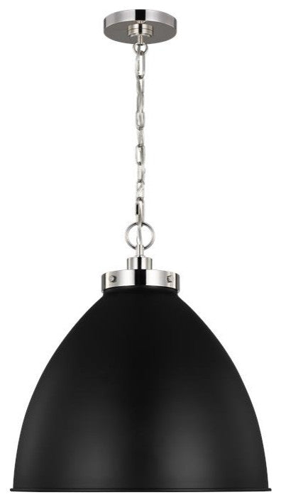 Generation Lighting, CP1301MBKPN, Large Dome Pendant, Midnight Black