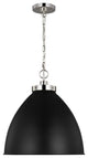 Generation Lighting, CP1301MBKPN, Large Dome Pendant, Midnight Black