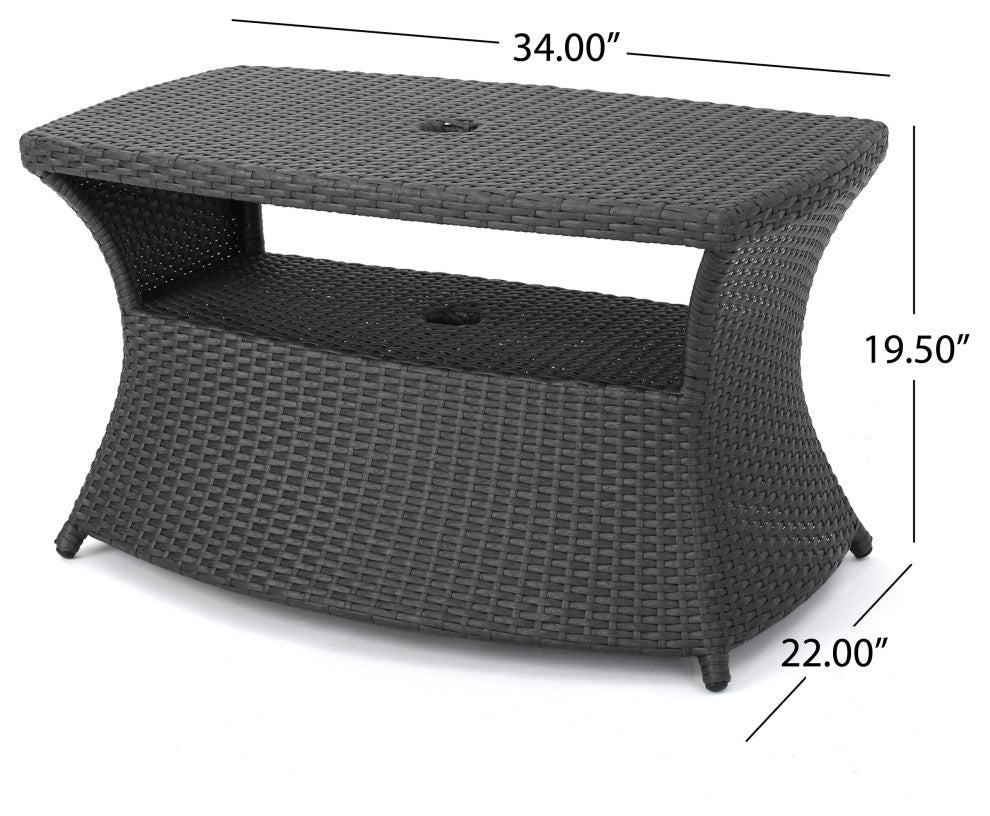 GDF Studio Banta Outdoor Wicker Side Table, Gray