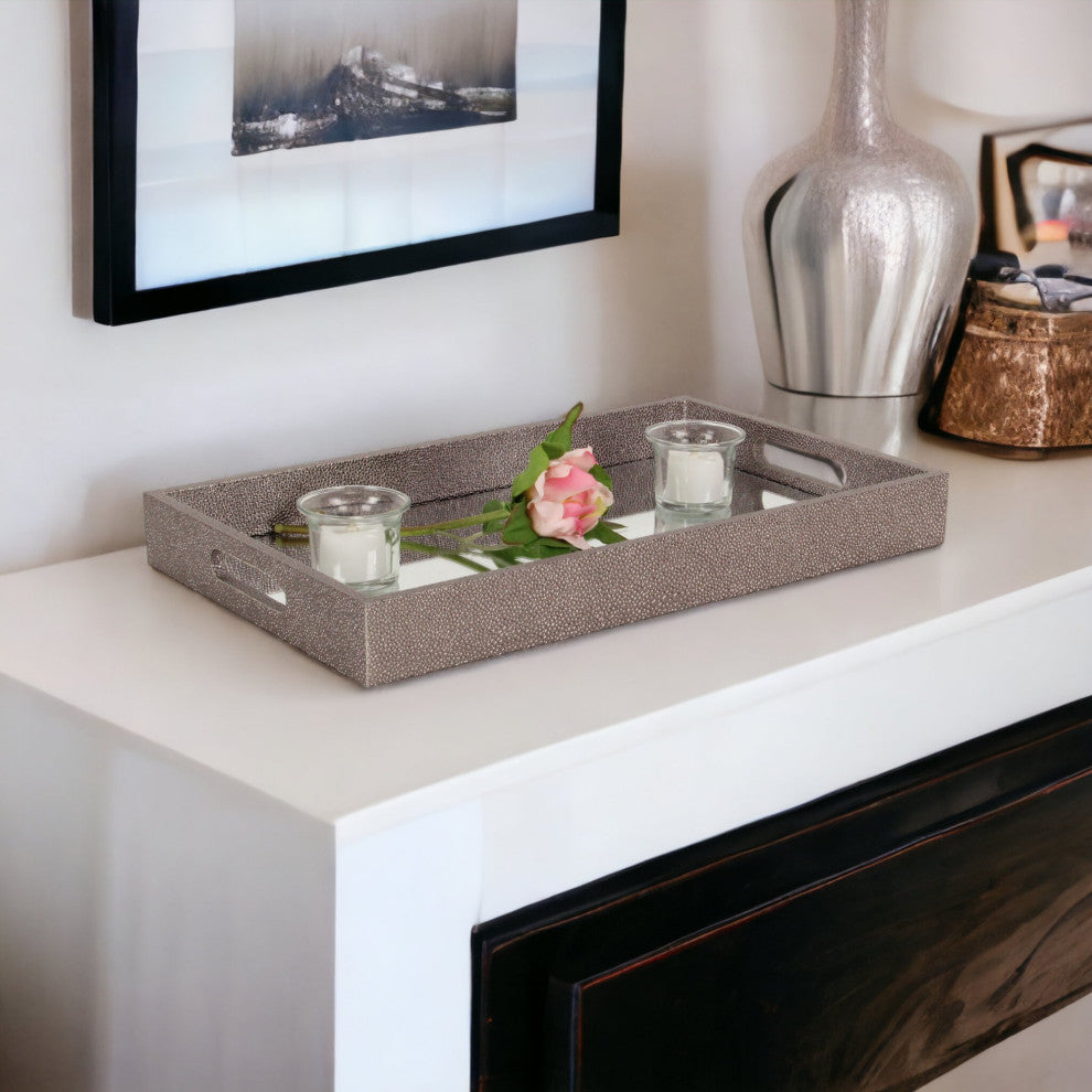 Labai Faux Shagreen, Mirrored Tray, Rose Gold