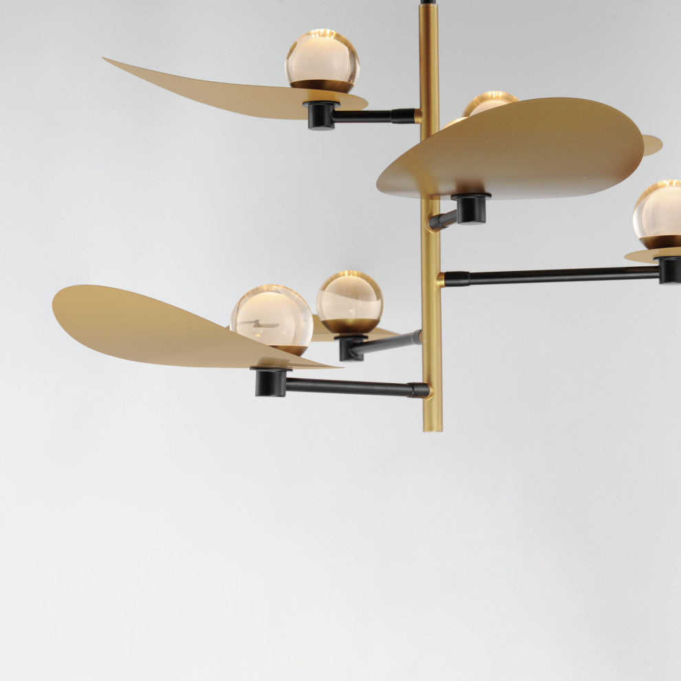 ET2 E24075 Pearl 47"W LED Crystal Chandelier - Black / Natural Aged Brass