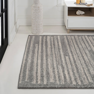 Khalil Modern Berber Stripe Gray/Cream 8 ft. x 10 ft. Area Rug