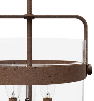 Karloff Textured Rust, Clear Glass 3 Light Pendant Ceiling Light