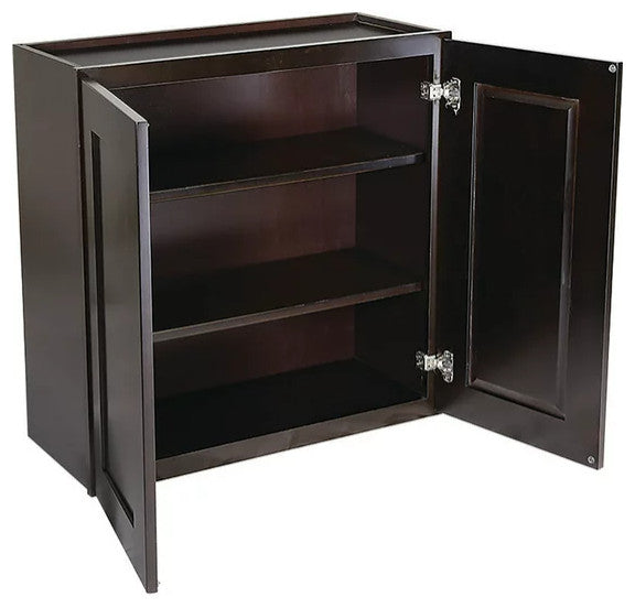 Wall Hanging Storage Cabinet, Double Door With Soft Closing Function, Espresso