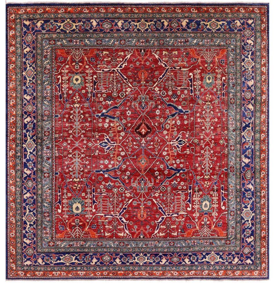 8' 3" X 8' 7" Square Persian Fine Serapi Hand Knotted Rug - Q12444