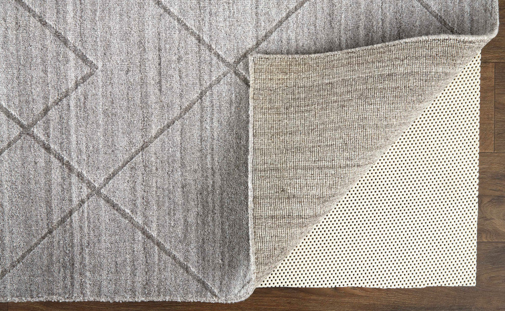 Weave & Wander Tatem Minimal Viscose Rug, Beige/Gray, 9' X 12'