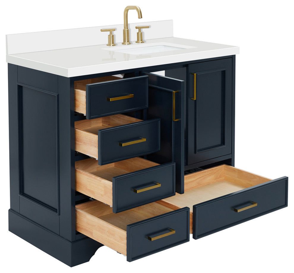 Ariel Stafford 43" Single Right Offset Rectangle Sink Bathroom Vanity