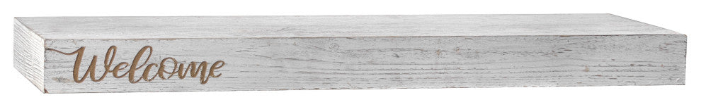 Floating Wall Shelf with "Welcome" Text Engraving