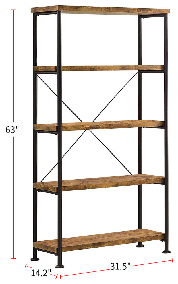 4-Shelf Bookcase, Antique Nutmeg