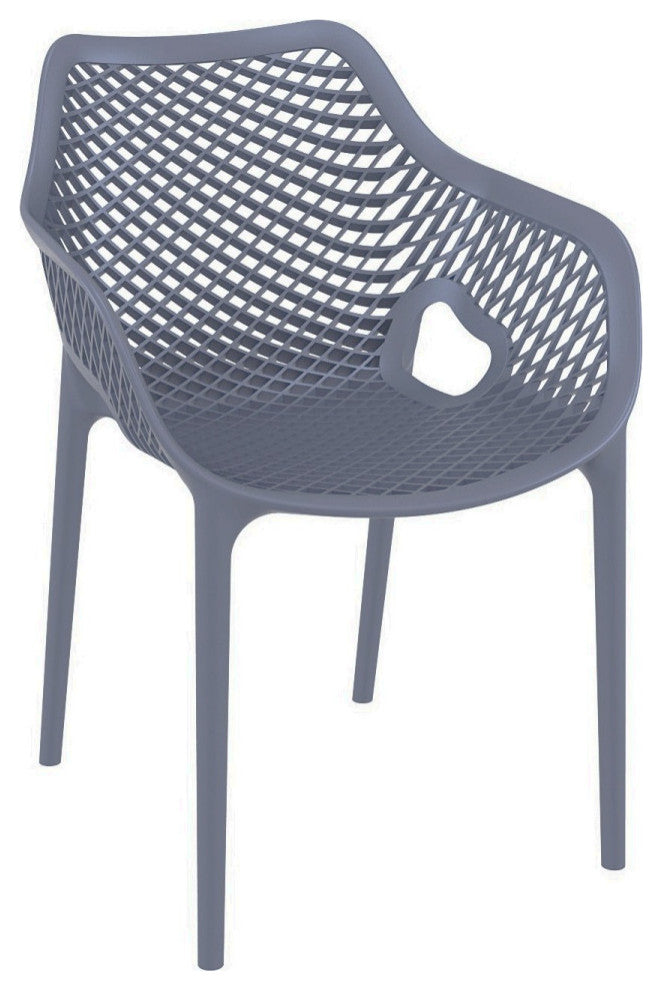 Air XL Patio Dining Set With 2 Arm Chairs Dark Gray