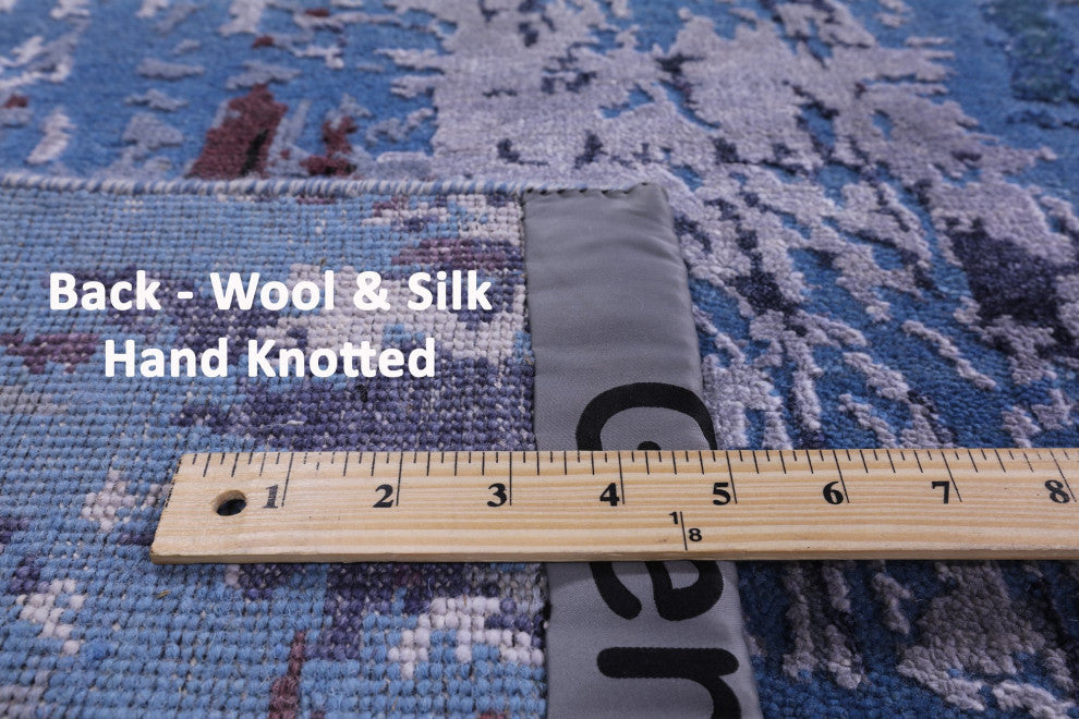 9' 1" X 11' 10" Wool and Silk Abstract Handmade Rug Q8781