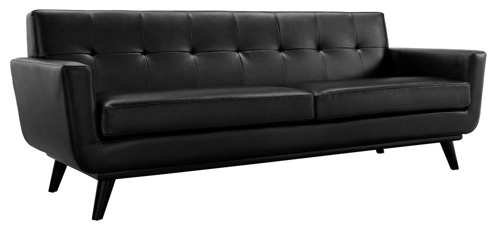 Engage 3 Piece Leather Living Room Set, Black
