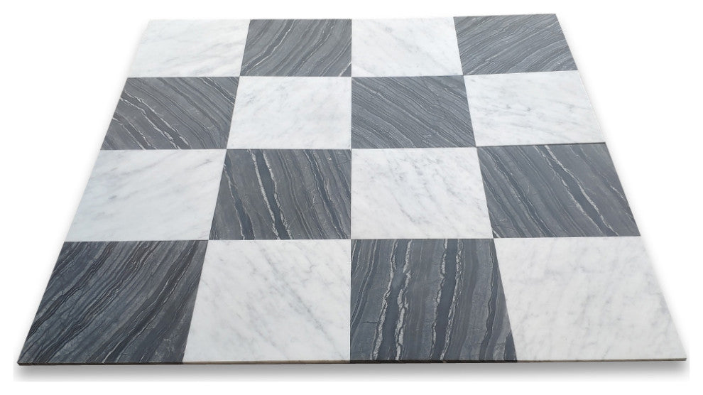 Silver Wave Black Forest Grey Antico Wood Vein Marble 12x12 Tile Honed,100sq.ft.