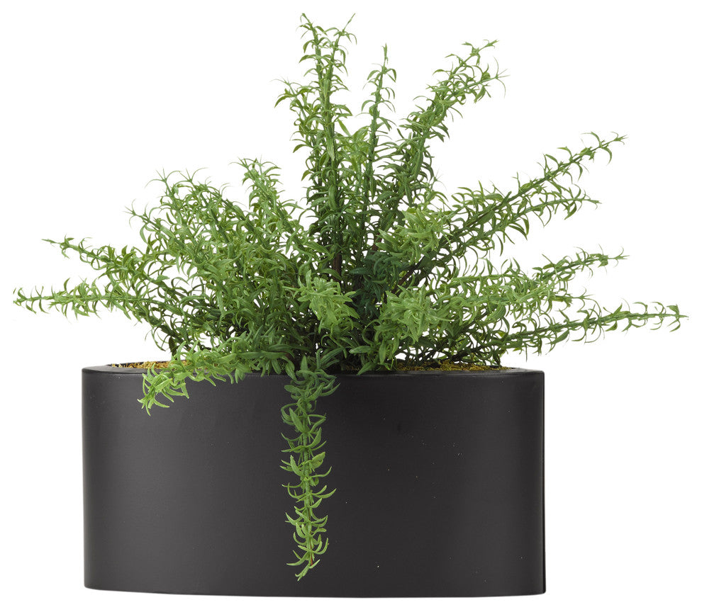 Rosemary spray in oval metal planter