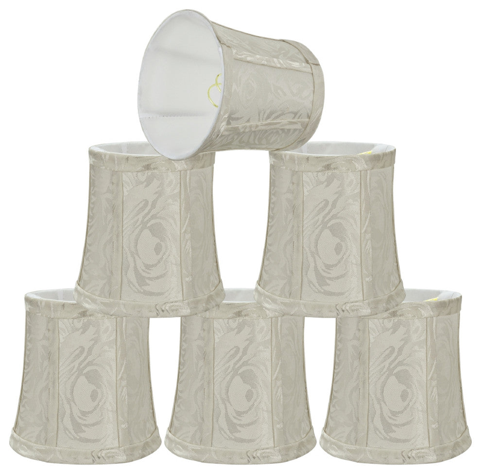 30363-6 Small Bell  Chandelier Clip On Lamp Shade Off White 4"x5"x5"