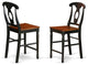 East West Furniture Kenley 11" Wood Counter Stools in Black/Cherry (Set of 2)