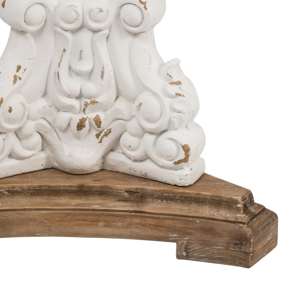 Benzara BM285153 27" Side End Table, Mango Wood, Turned Pedestal, White