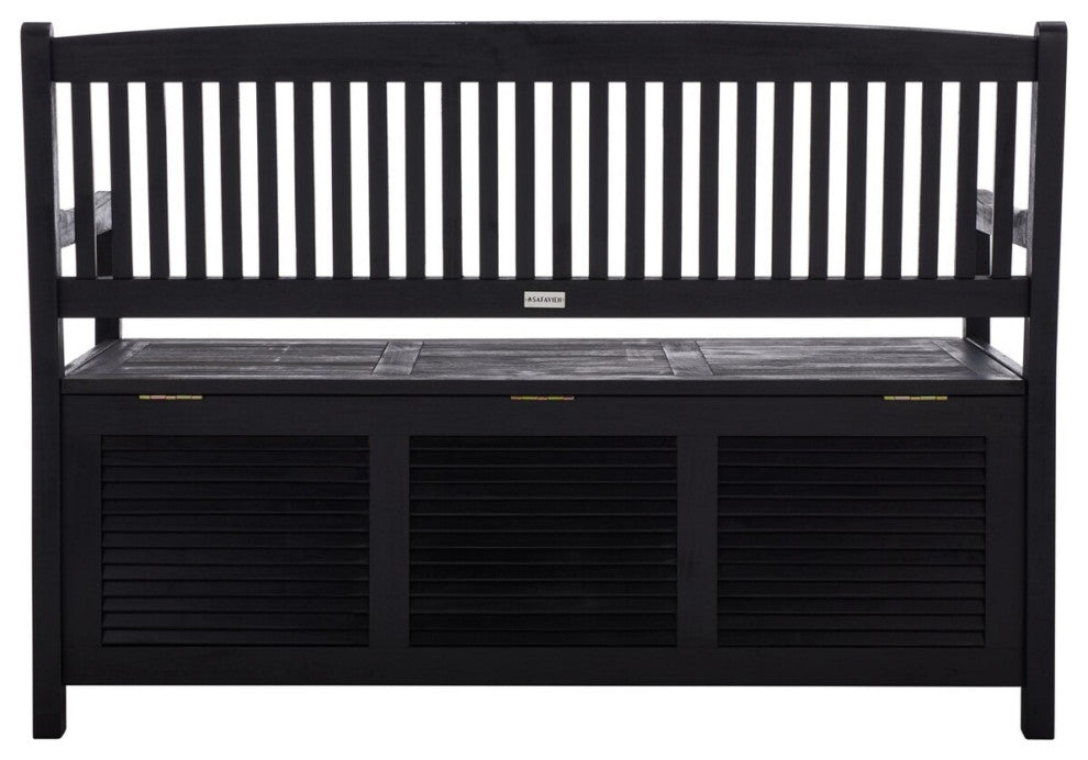 Safavieh Outdoor Brisbane Storage Bench Black