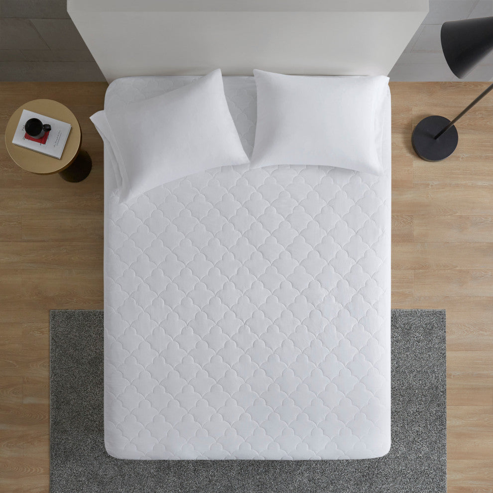 Sleep Philosophy Percale Double Insertion Filled Mattress Pad, White, Twin