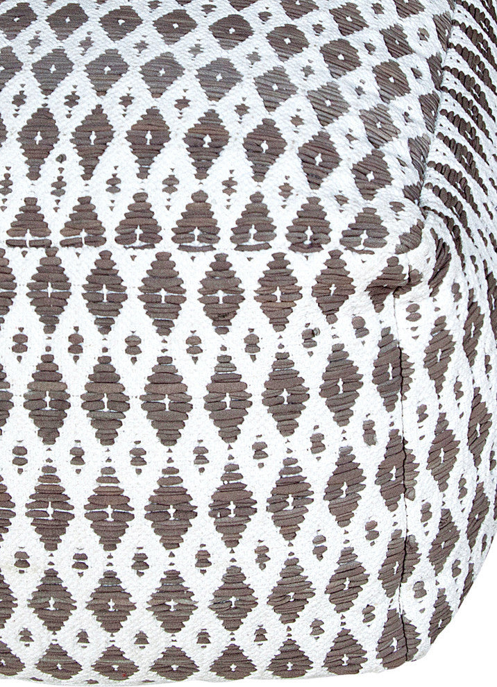 Microfiber Ivory and Gray Pouf Ottoman Diamonte Tye Dye Pattern