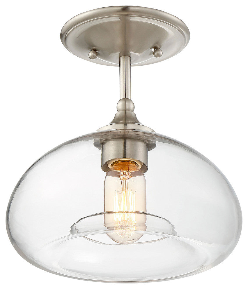 1-Light Semi-Flush Mount, Brushed Nickel
