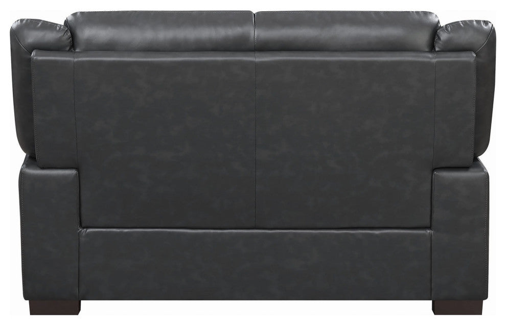 Loveseat with Faux Leather Upholstery, Dark Brown