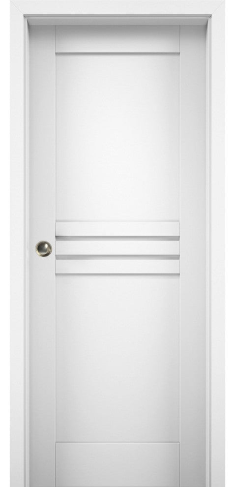 Sliding Pocket Door / Mela 7444 White Silk, 28" X 80"