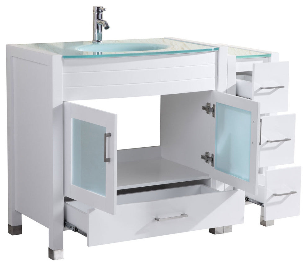 60" White Vanity, 36" Double Sink Base, Double 12 Drawer Bases, LV3-C6-60-W