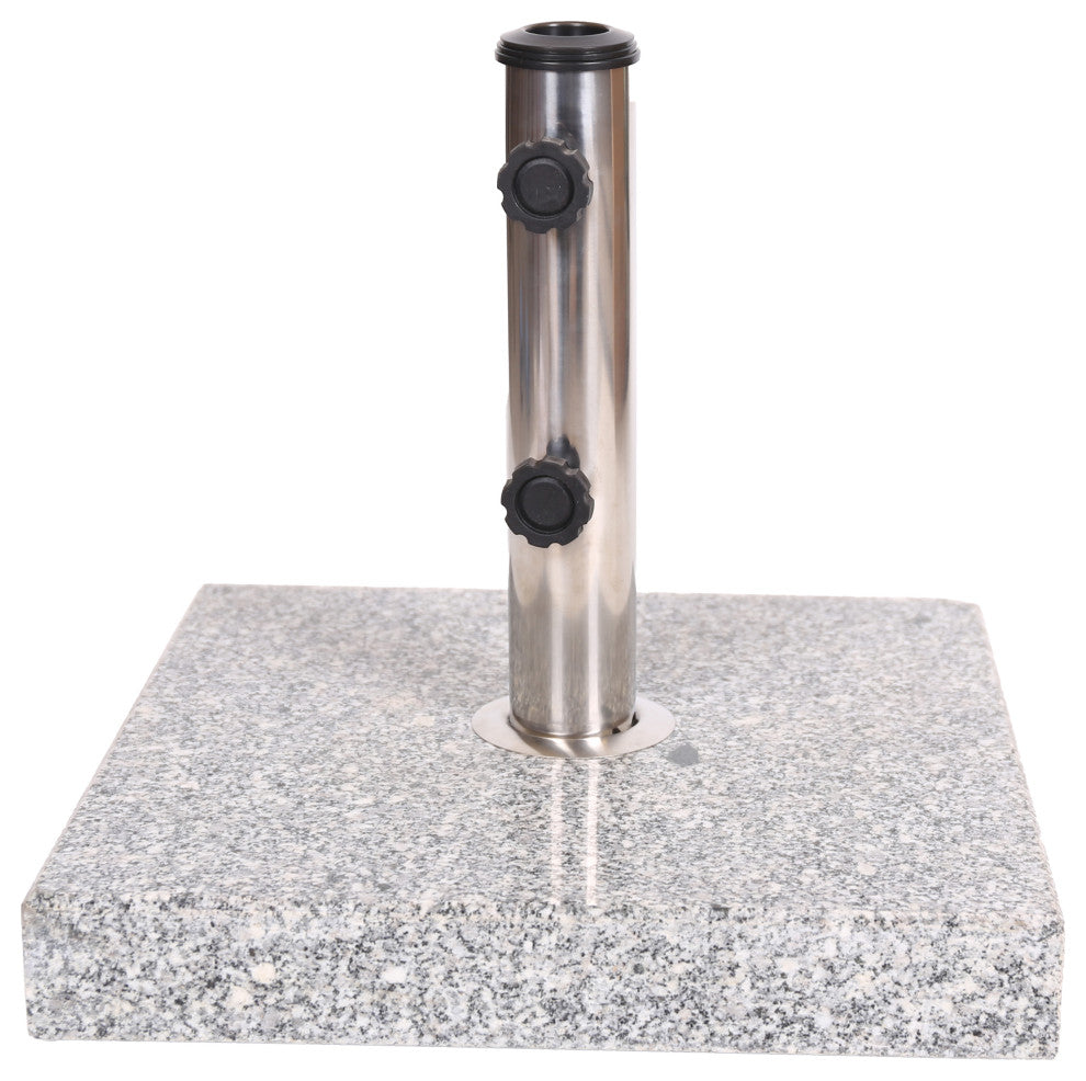 Howard Outdoor Square Granite Umbrella Holder, Gray and Silver