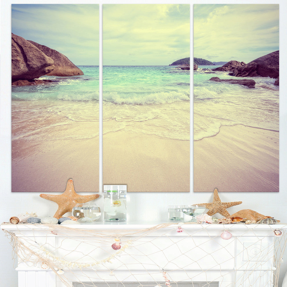 "Vintage-Style Seashore Thailand" Metal Wall Art, 3 Panels, 36"x28"